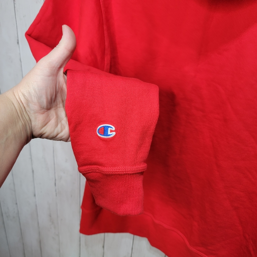 Champion Red Sweatshirt Fleece Jacket Powerblend Full Zip Hooded Logo Size Small - Picture 7 of 8